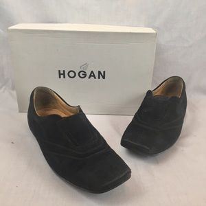 Hogan Black Suede Bowling Slip On Loafers w/Box